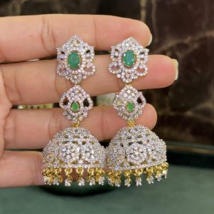 LJ01002-Diamond replica 3 in 1 cz jhumkas