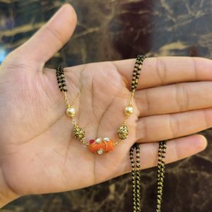 LJ01008-PAGADAM BLACKBEADS CHAIN-18 INCHES