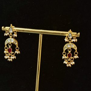 LJ01010-JADAUKUNDAN WHITE CHANDBALI EARRINGS