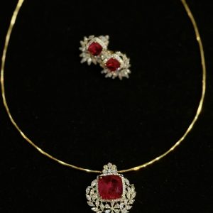 LJ01011-HASLI WITH AD PENDENT SET RUBY