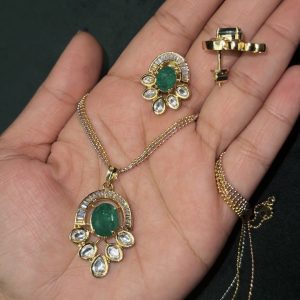 LJ01029-Italian chain with moissanite pendent set