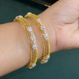 LJ01056- AD gold plated Net bangles (2-4 size)