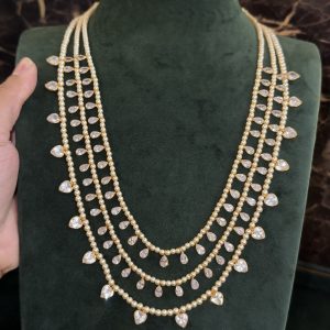 LJ01063- Three lines Swarovski pearls Mala