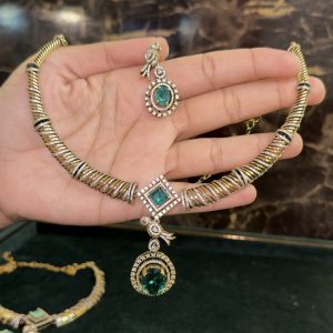 LJ01071-Victorian AD kante set ( Green )