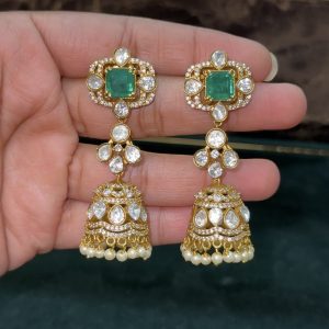 LJ1112-MOSSONITE JUMKA EARRINGS