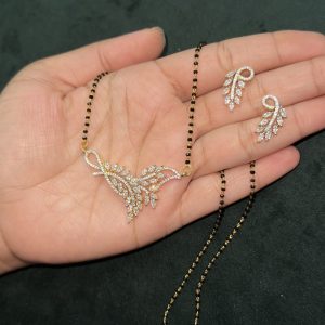 LJ01081-AD pendant earrings with black beads chain