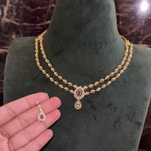 LJ01090- ruby 2 layer neckset