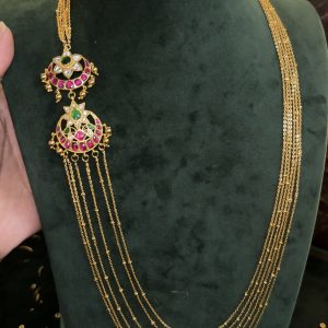 LJ1113- 6 LINES JADAUKUNDAN CHANDRAHARAM