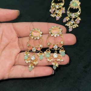 LJ1119-POLKI CHANDBALI BABY PINK