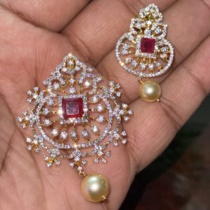 LJ1123-Ruby pendent with earrings