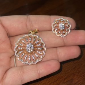 LJ1149-AD FLOWER PENDENT WITH EARRINGS
