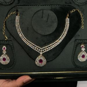 LJ1159- PINK DROP NECKSET