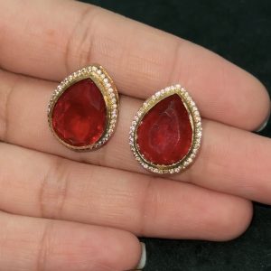 LJ1172-Red Victorian Drop Studs