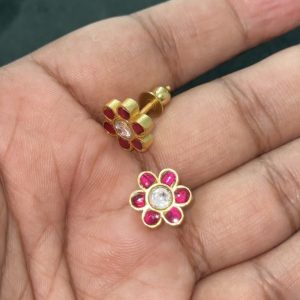 LJ1173-JaduKundan flower studs