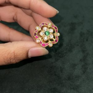 LJ1181- JADAUKUNDAN FLOWER FINGER RING 3