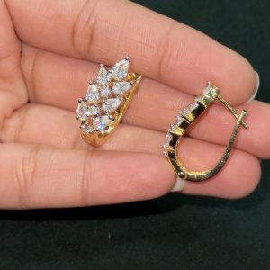 LJ1196-SWAROVSKI STUDED LOOP EARRINGS