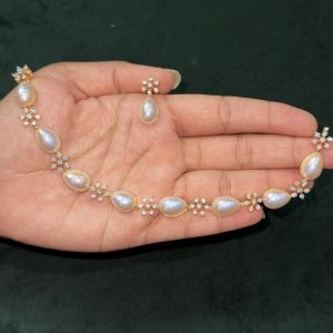LJ1197-DROPE SHAPED PEARL NECKLACE