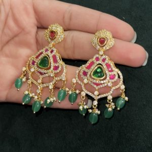 LJ1210-CZ Kundan chandbali