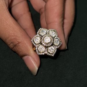LJ1212-mossonite finger ring in Victorian finish