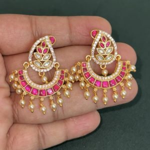 LJ1219-JADAUKUNDAN CHANDBALI EARRINGS