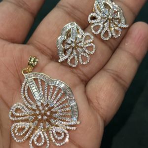 LJ1221-Premium Flower AD pendant with Earrings