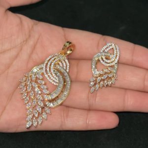 LJ1225-AD LEAF PENDENT WITH EARRINGS