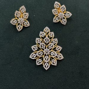 LJ1229-AD LEAF PENDENT WITH EARRRINGS