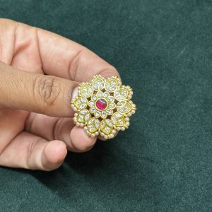 LJ1234-JADAUKUNADAN PINK FLOWER PENDENT