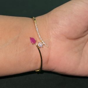 LJ1245-Bracelet openable bangle pink colour