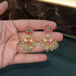 LJ1257-JADAUKUNDAN HANGING EARRINGS