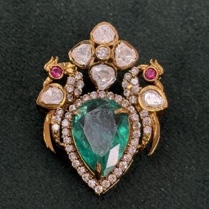 LJ1274-VICTORIAN MOSSONITE EMERALD GREEN PENDENT