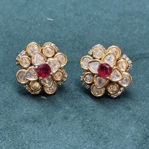 LJ1275-Victorian Ruby studs with screw back