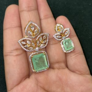LJ1286-AD Pastal Green pendant with earrings