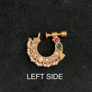LJ1291-jadaukundan WHITE nose ring (LEFT SIDE)