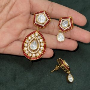 LJ1292-Mossonite pendant set with screw back Earrings