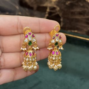 LJ1303-JADAUKUNDAN SCREWBACK EARRINGS