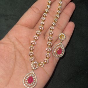 LJ1262-CZ PINK NECKSET