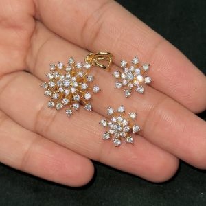 LJ1312-Flower 3D pendant with earrings
