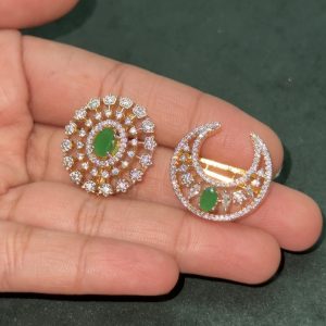 LJ1319-GREEN SUN AND MOON HAIR ACCESSORIES