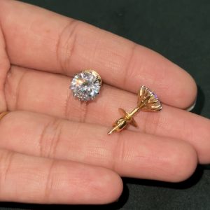 LJ1321-Diamond replica 9MM Solitaire screwback studs