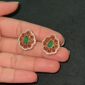 LJ1327- Mutli colour golden studs