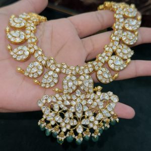 LJ1331-Real gold look mossonite mango necklace