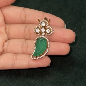 LJ1334_VICTORIAN MOSSONITE GREEN PENDENT