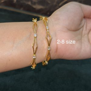 LJ1336-AD STONE GOLD BANGLES [2-8] SIZE