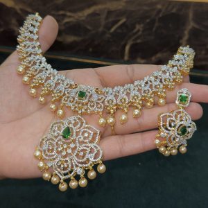 LJ1337-AD GREEN NECKLACE