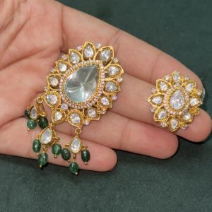 LJ1344-MOSSONITE PENDENT WITH SCREWBACK EARRINGS