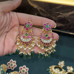 LJ1346-JADAUKUNDAN CHANDBALI EARRINGS