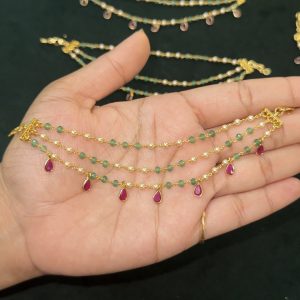 LJ1361-(2mm) pearl Ruby Drop  Earchain