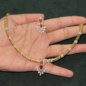 LJ1385-RUBY MINIMAL KANTE NECKSET