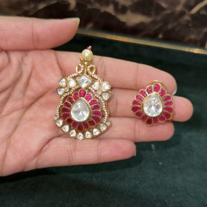 LJ1388-ROYAL RUBY MOISSANITE PENDANT SET